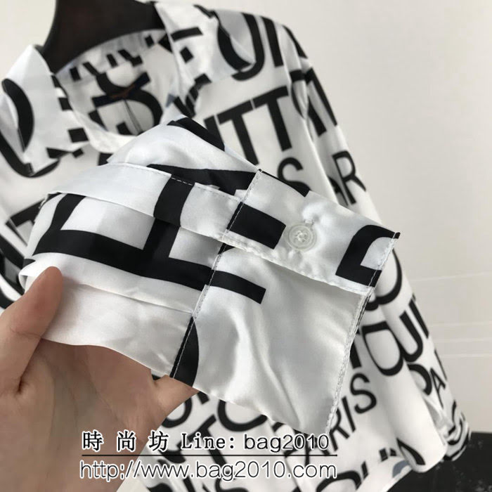 LV路易威登 19ss Galaxy星空系列 滿印英文字母圖案 真絲混紡男襯衫 男女同款 ydi1783